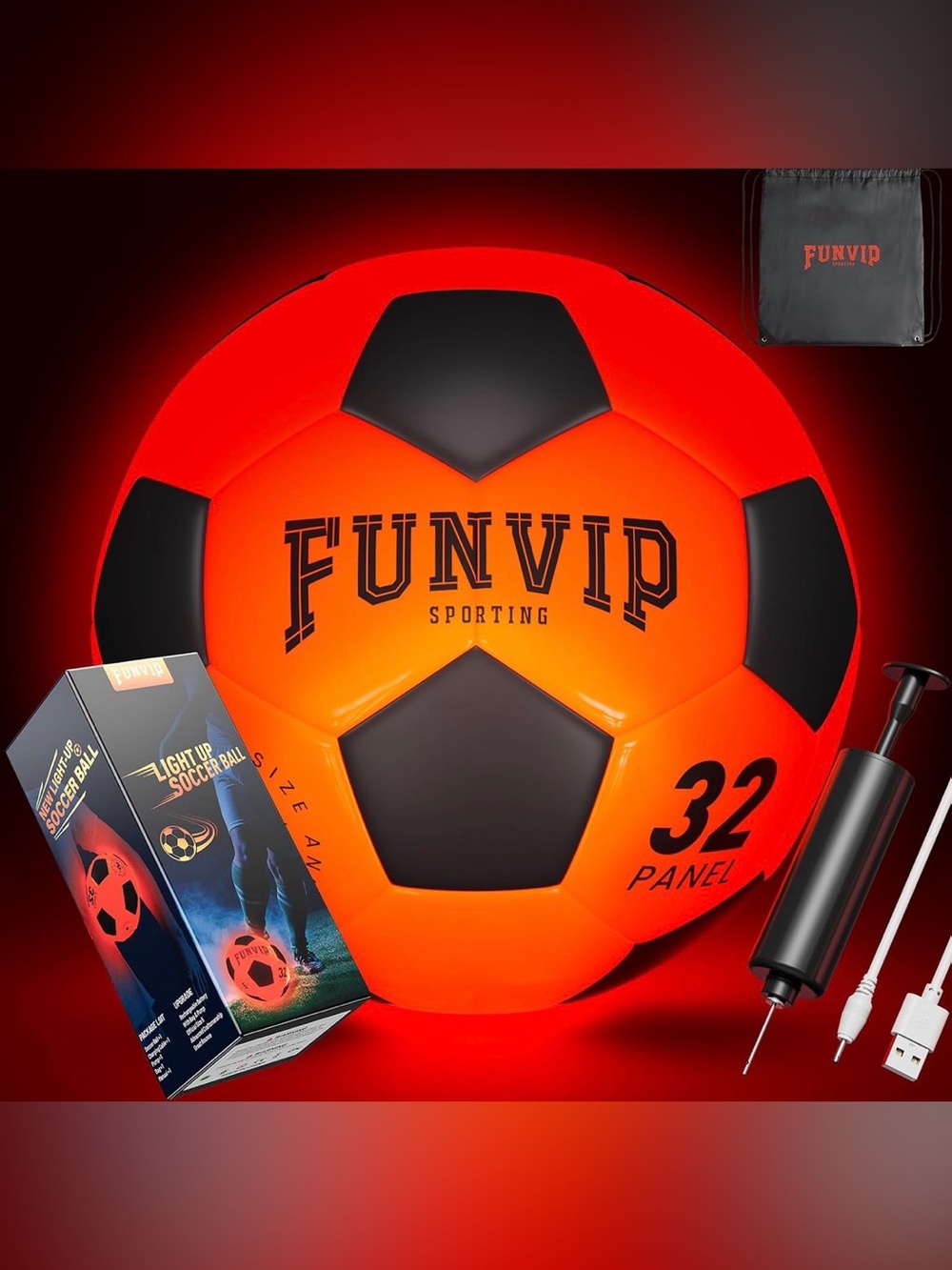 Light Up LED Soccer Ball | Rechargeable | Glow in The Dark | NEW